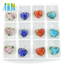 MC0087 Multicolor Flower Heart Jewelry Lampwork Glass Pendants Beaded Jewellery Necklaces